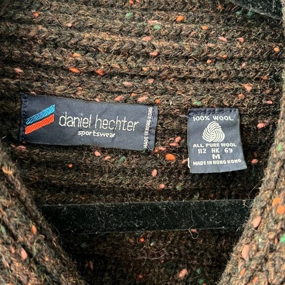 Daniel Hechter Sportswear Men’s M Wool Chocolate Brown Shawl Collar Sweater VTG - Picture 4 of 4